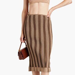 Jacquemus Gelato striped ribbed stretch cotton-blend midi skirt